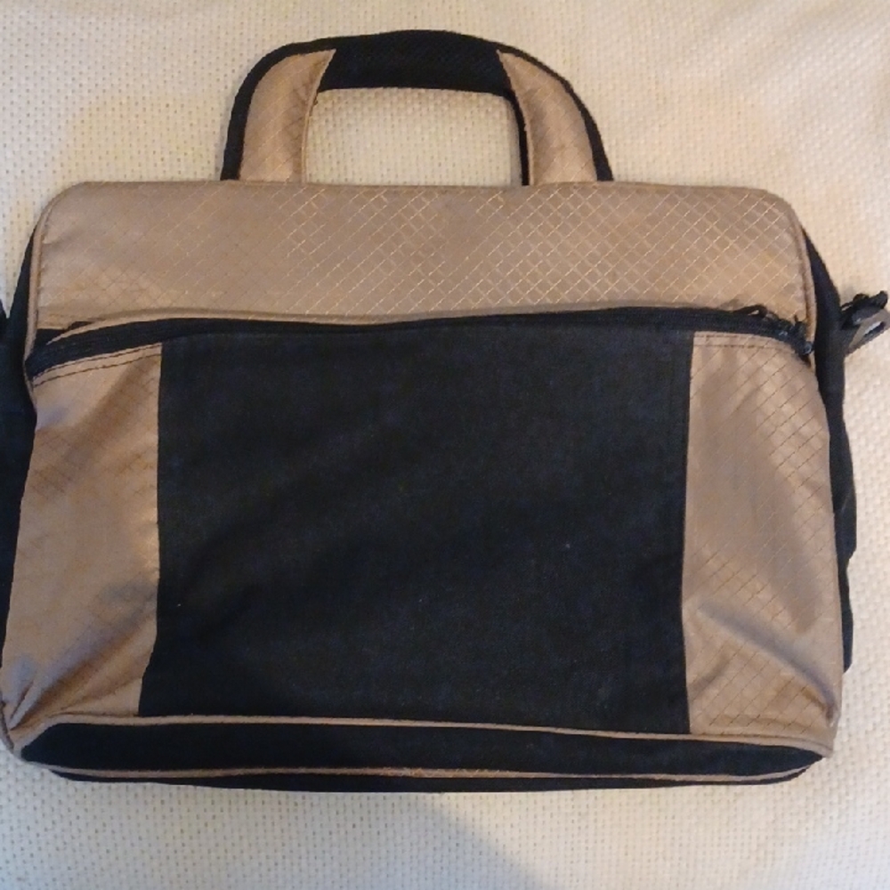 Stylish Navy Blue and Tan Laptop Bag